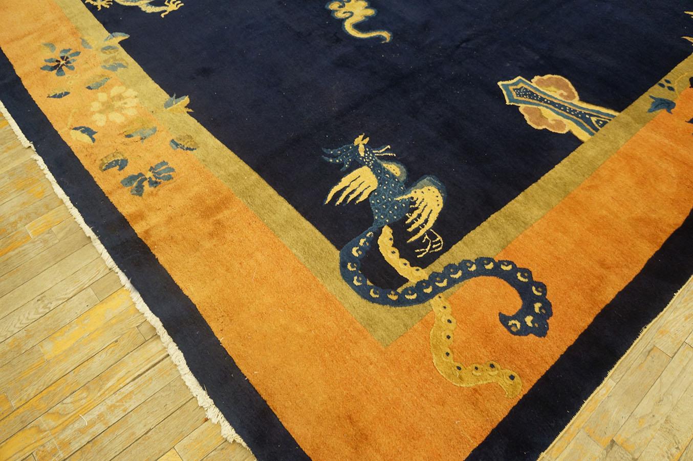 Late 19th Century Chinese Peking Carpet ( 10' 2'' x 13' 5'' - 310 x 410 cm ) In Good Condition For Sale In New York, NY