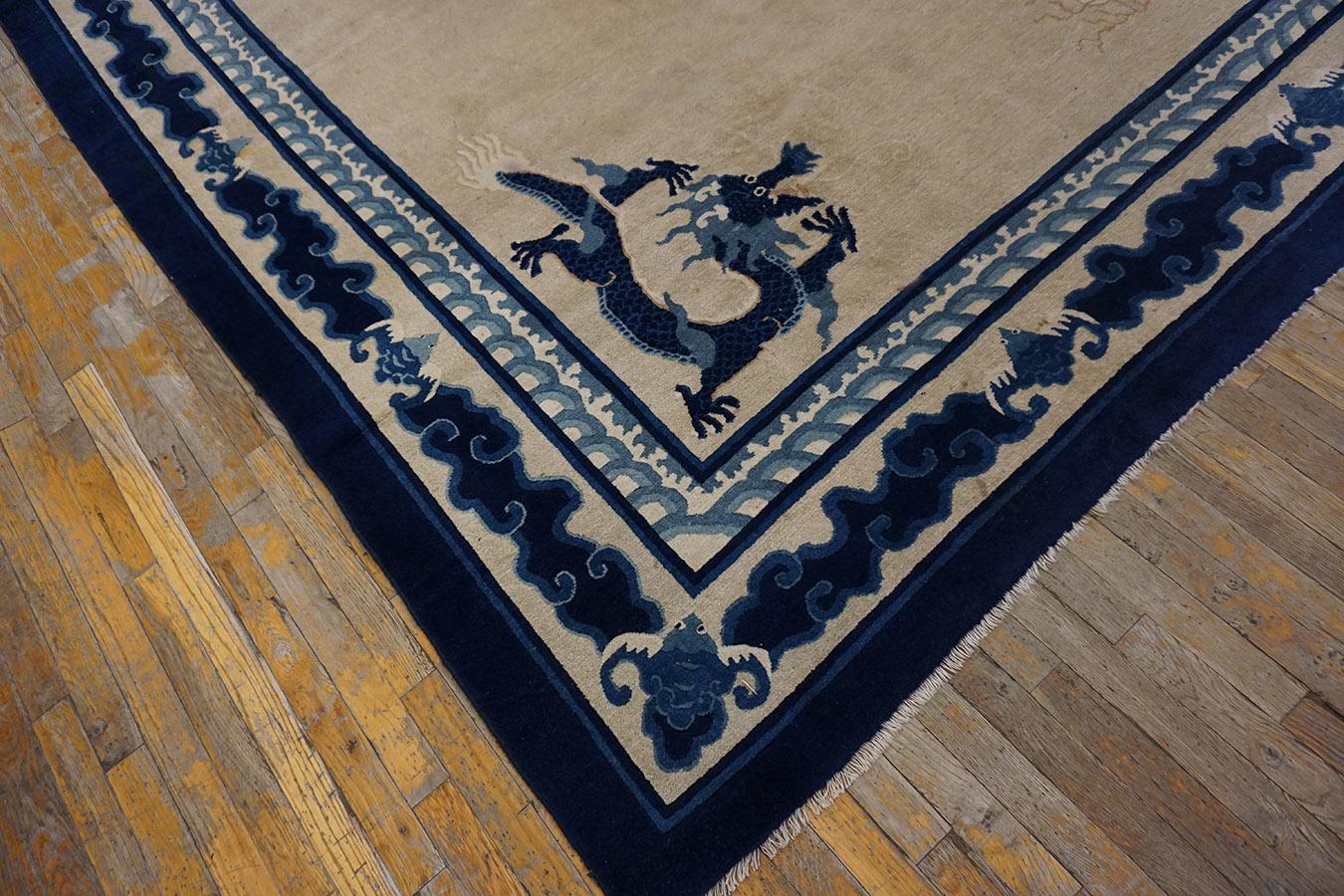 Hand-Knotted Late 19th Century Chinese Peking Dragon Carpet ( 10'2