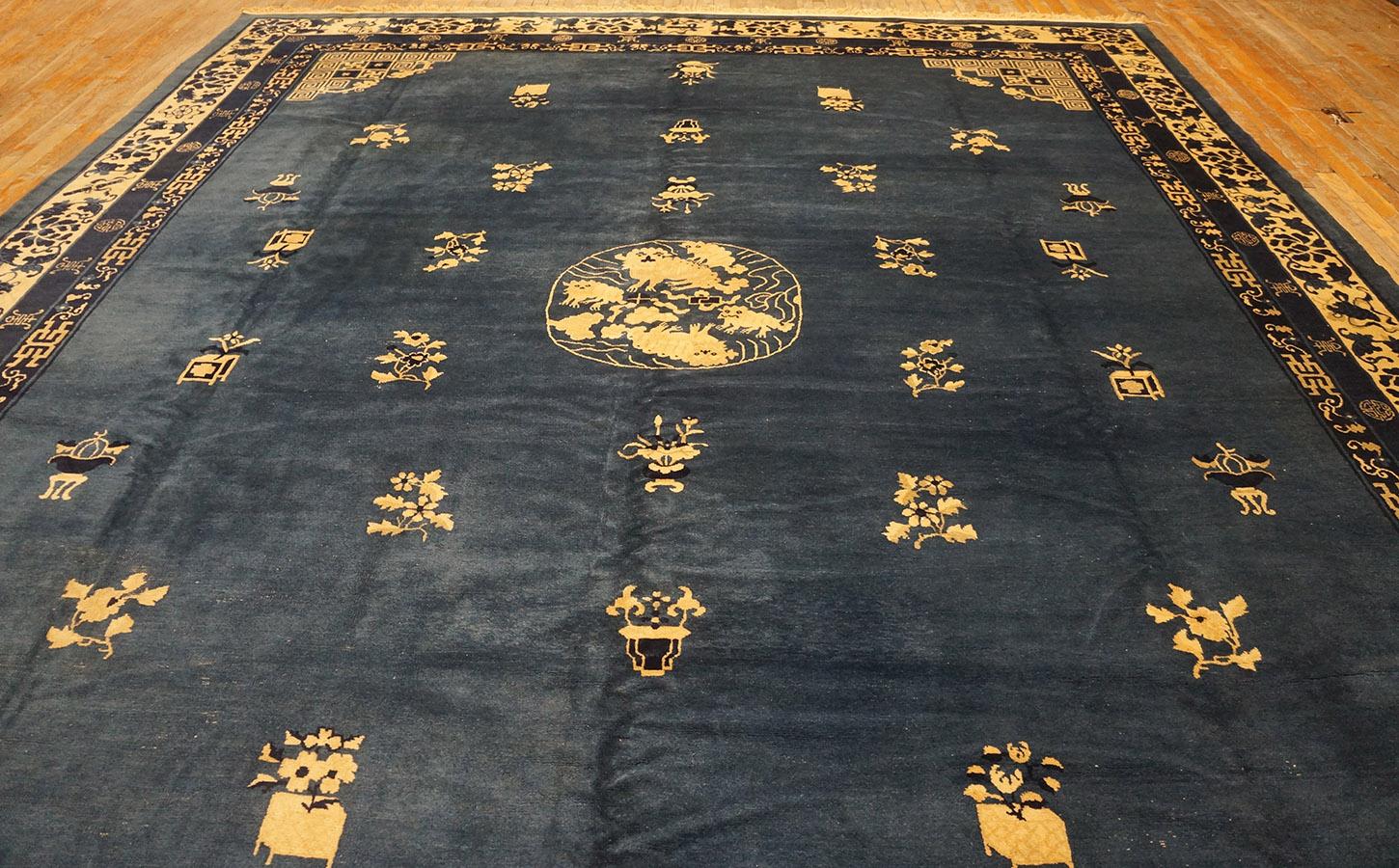 Wool Early 20th Century Chinese Peking Carpet ( 10'6