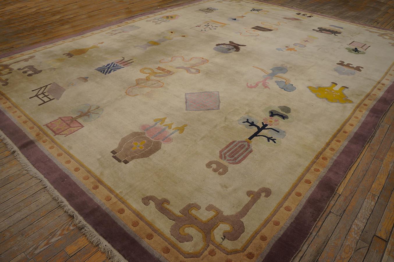 1920s Chinese Peking Carpet With 100 Antiques Pattern
( 10' 8