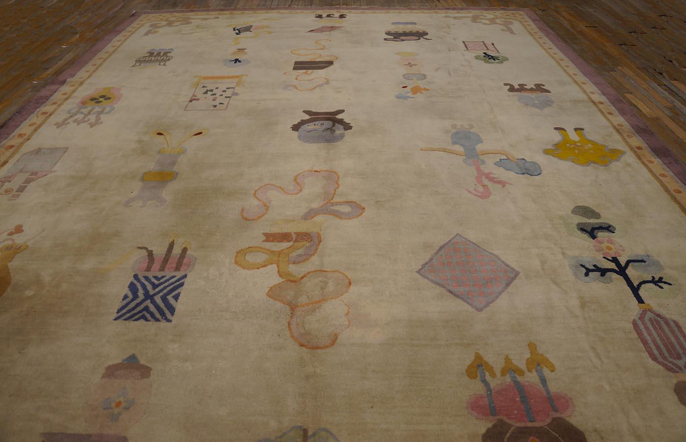 Hand-Knotted 1920s Chinese Peking Carpet ( 10' 8