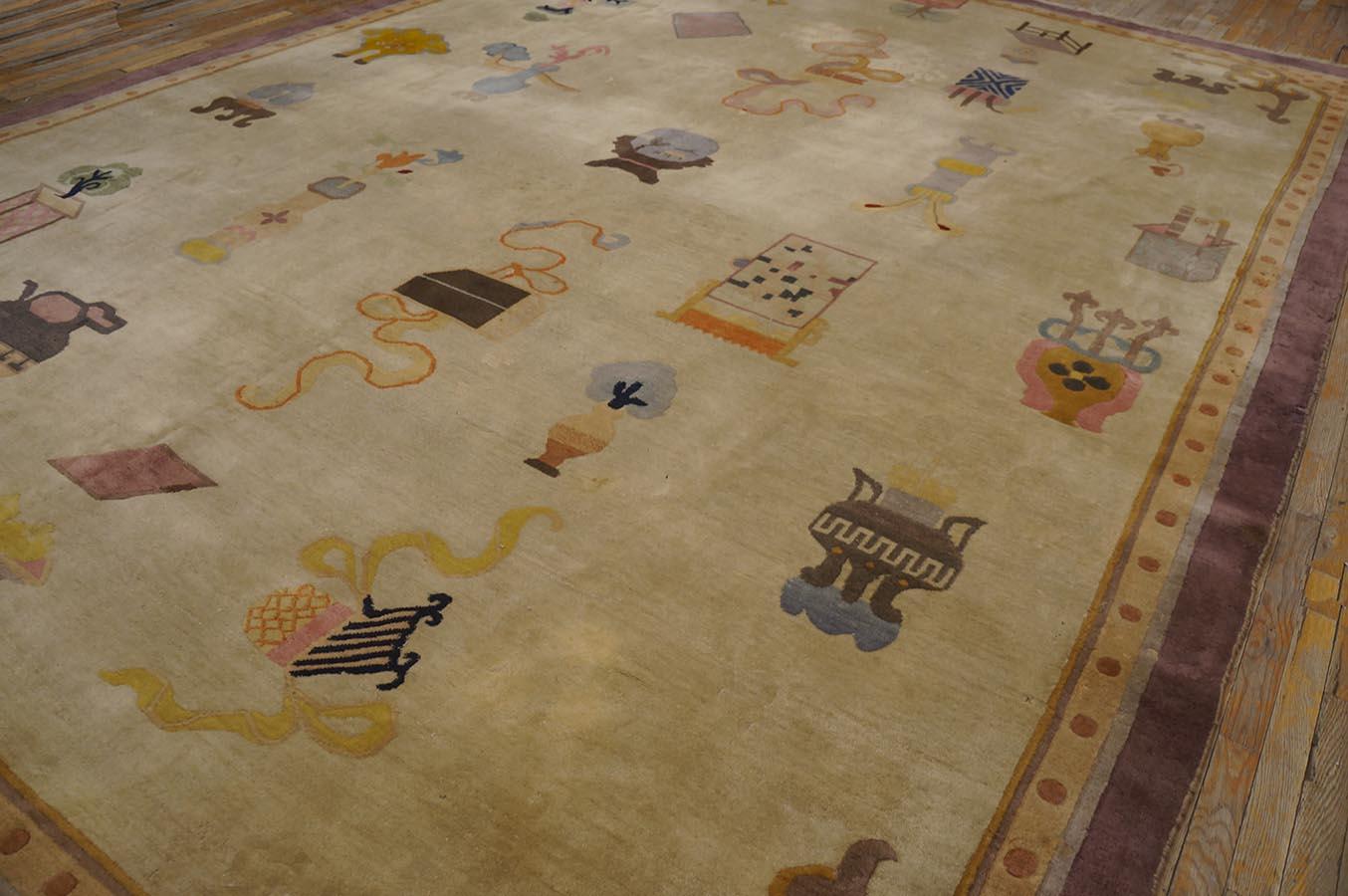 Early 20th Century 1920s Chinese Peking Carpet ( 10' 8