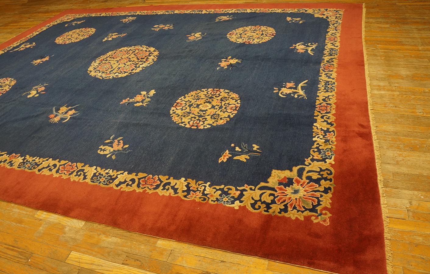Wool Early 20th Century Chinese Peking Carpet ( 11' x 13'6'' - 335 x 412 ) For Sale