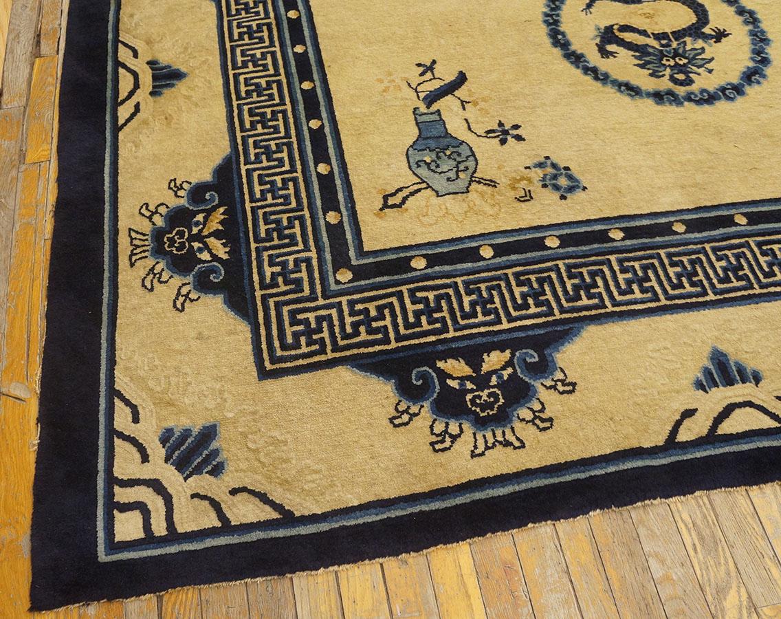 Hand-Knotted Antique Chinese Peking Rug 11' 5''x14' 3'' For Sale