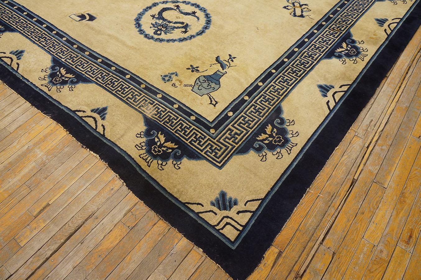 Early 20th Century Antique Chinese Peking Rug 11' 5''x14' 3'' For Sale