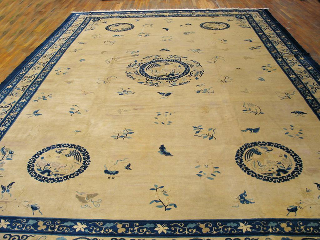 Tapis chinois ancien de Pékin. Taille : 11'8