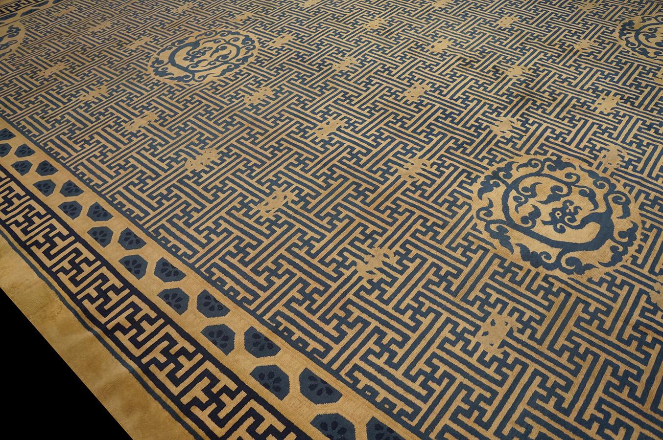 Wool 19th Century Chinese Peking Carpet ( 12'10