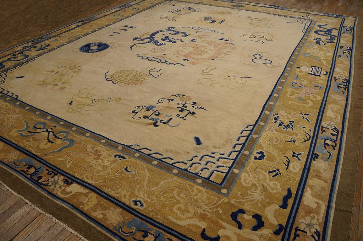 19th Century Chinese Peking Dragon Carpet ( 12'2