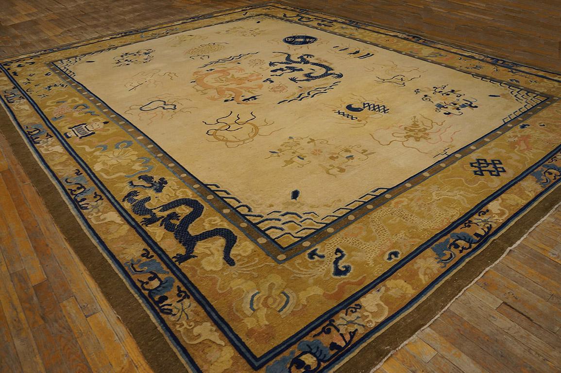 Hand-Knotted Antique Chinese Peking Rug 12' 2