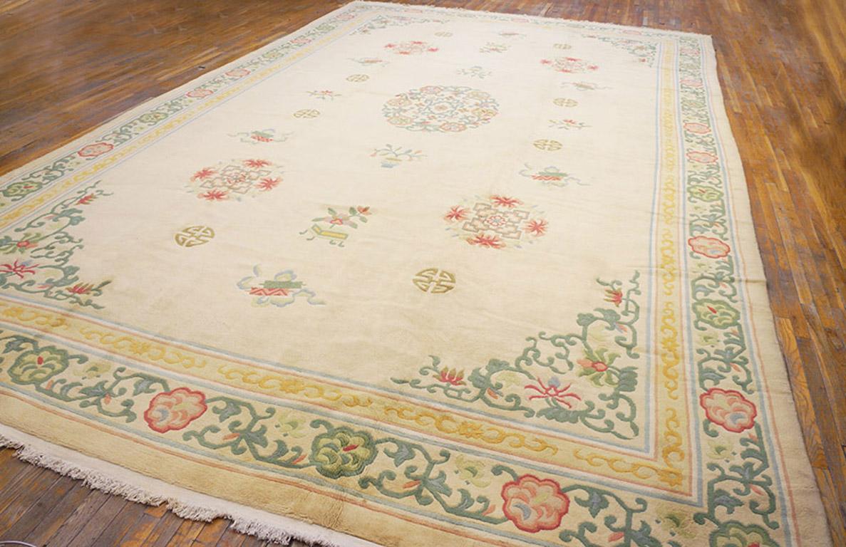 Hand-Knotted 1930s Chinese Peking Carpet ( 12'3