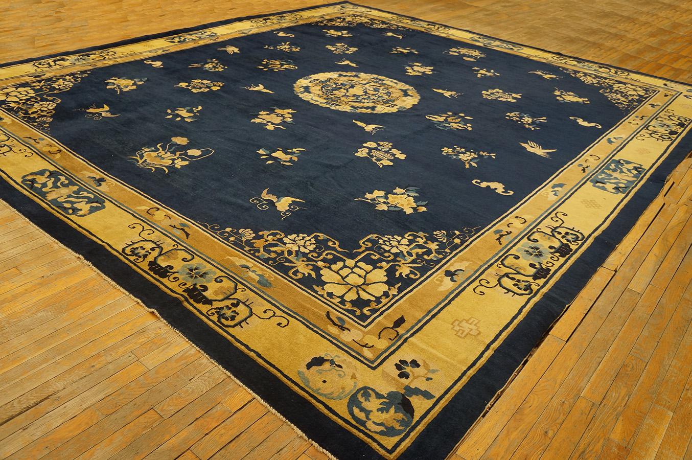Hand-Knotted Antique Chinese Peking Rug 12' 6'' x 14' 4'' For Sale
