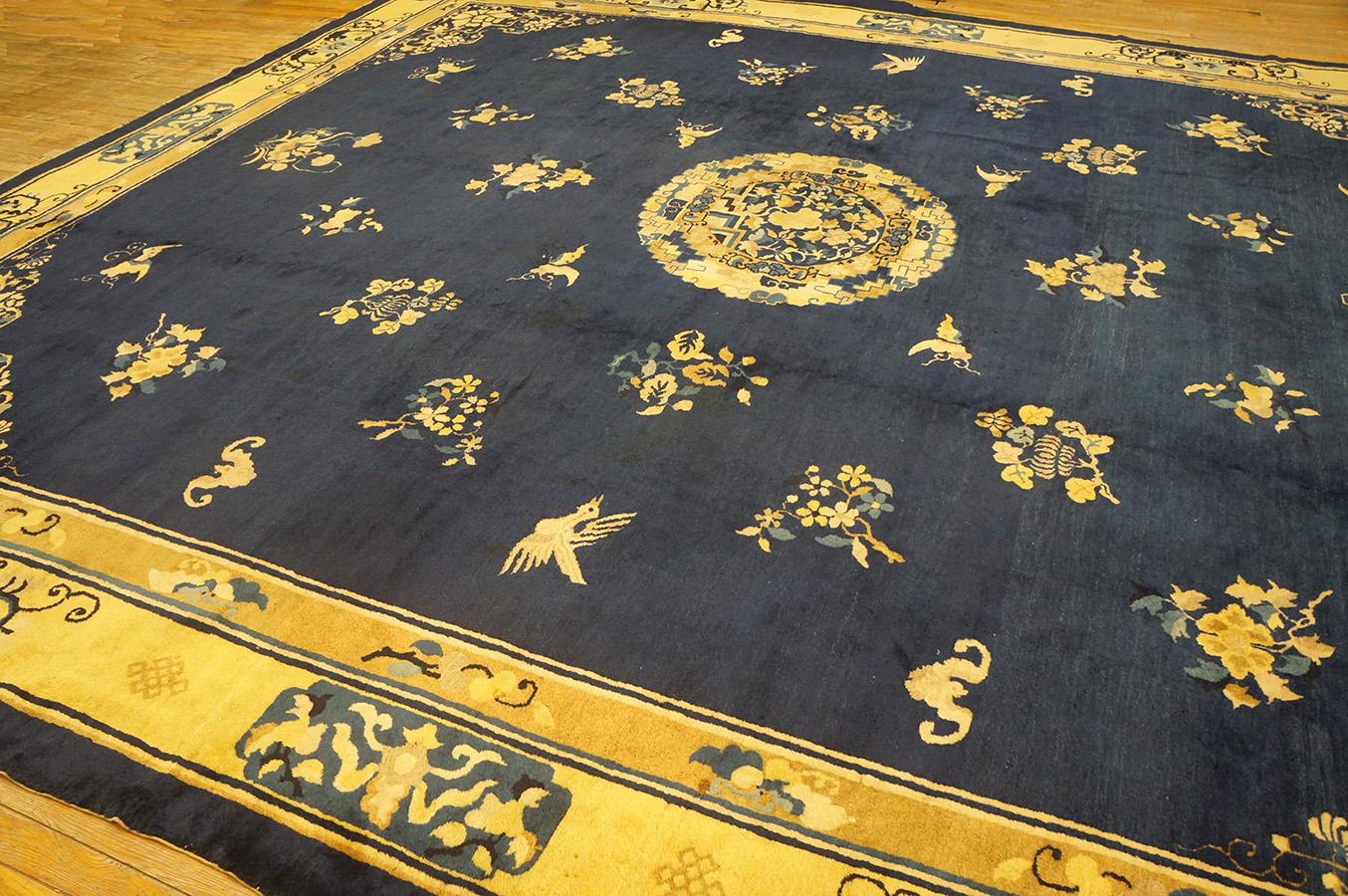 Wool Antique Chinese Peking Rug 12' 6'' x 14' 4'' For Sale