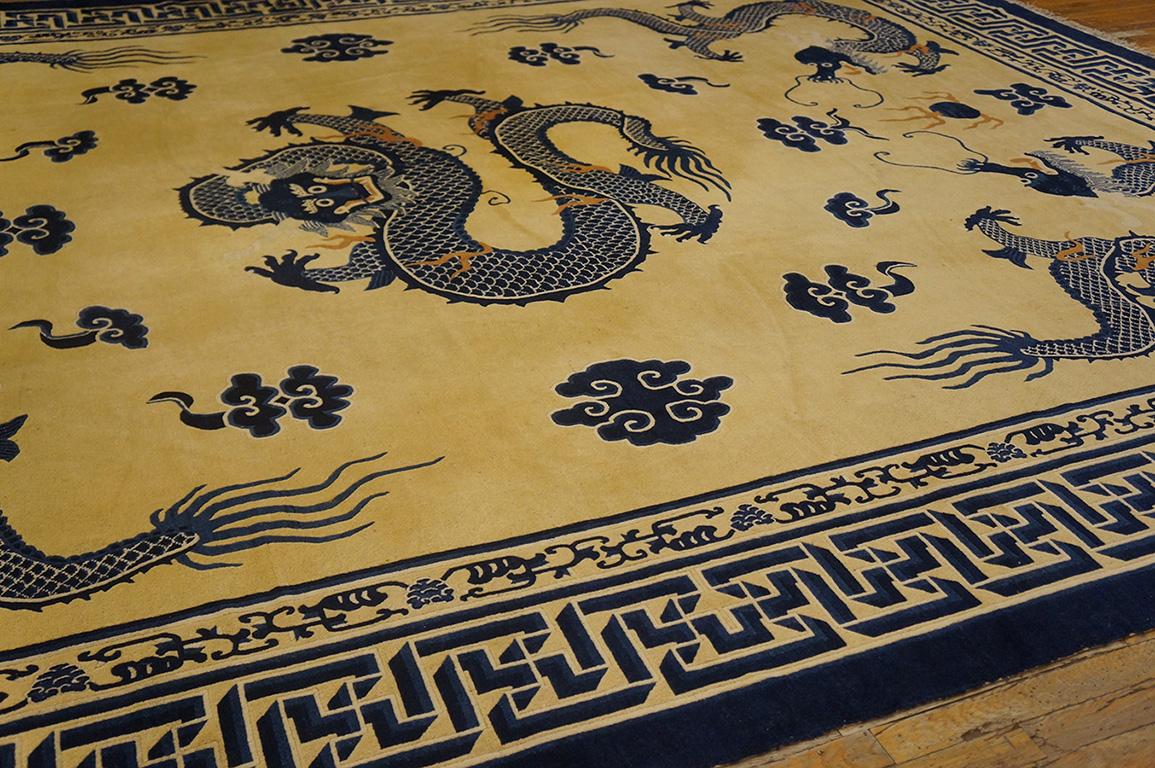 Hand-Knotted 19th Century Chinese Peking Dragon Carpet ( 12' x 15'6