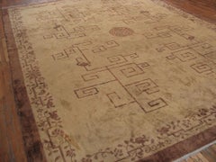 1920s Camel Shou Medallion Antique Chinese Peking Carpet 12'x15'8" Wool Rug