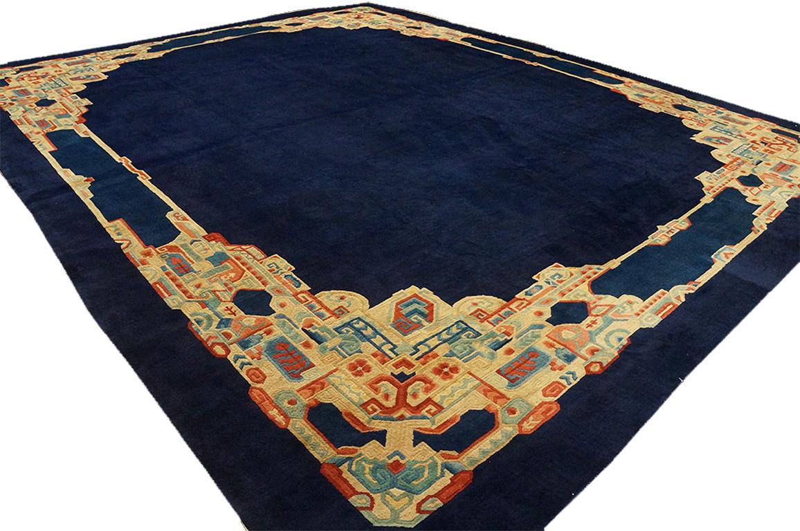 Hand-Knotted Early 20th Century Chinese Peking Carpet ( 12' x 14'9