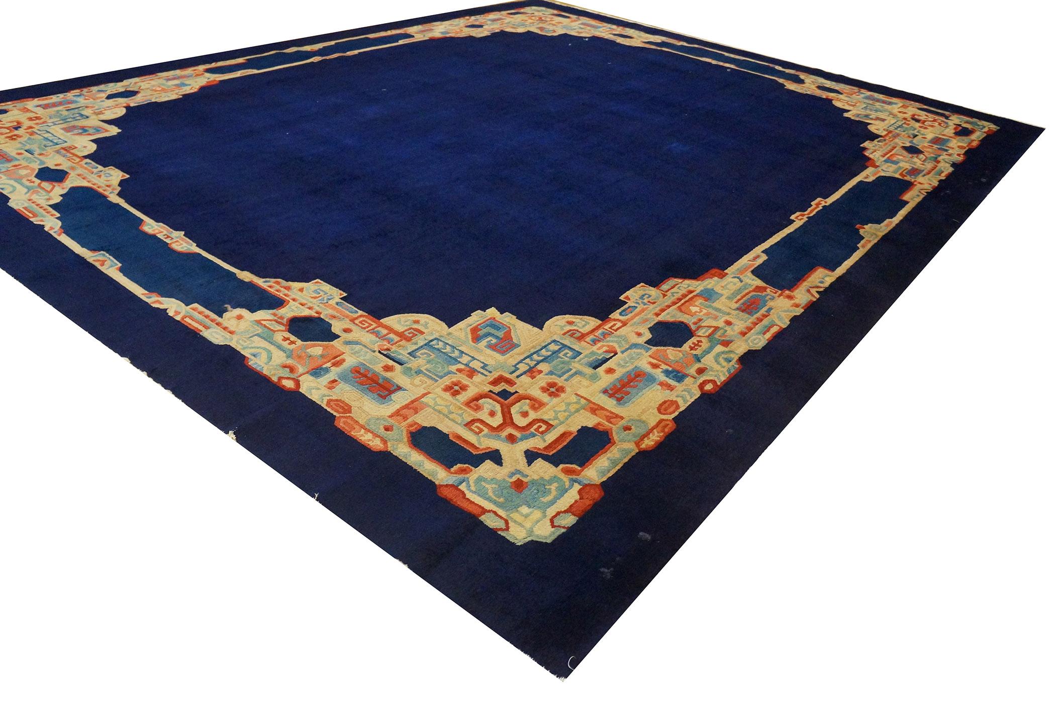Wool Early 20th Century Chinese Peking Carpet ( 12' x 14'9