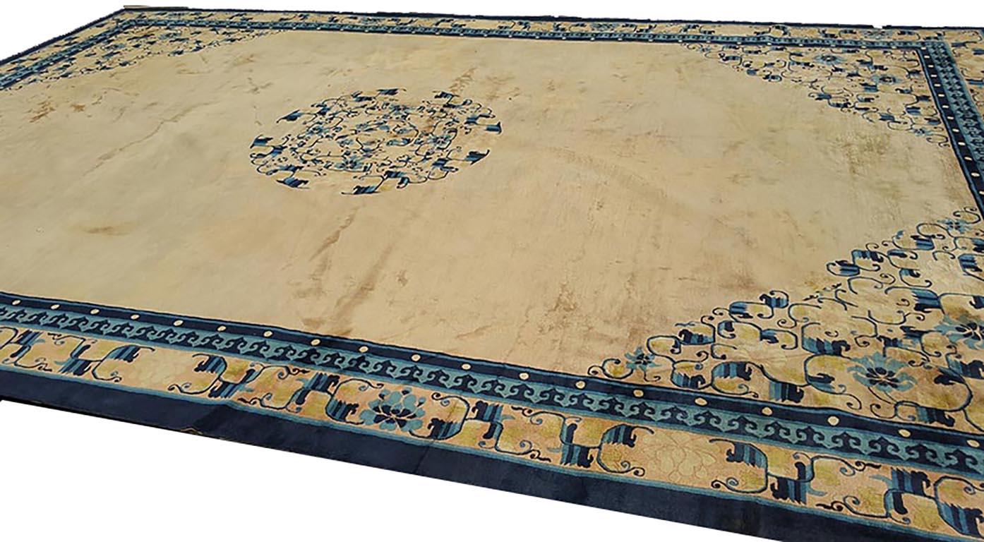 Hand-Knotted Antique Chinese Peking Rug For Sale