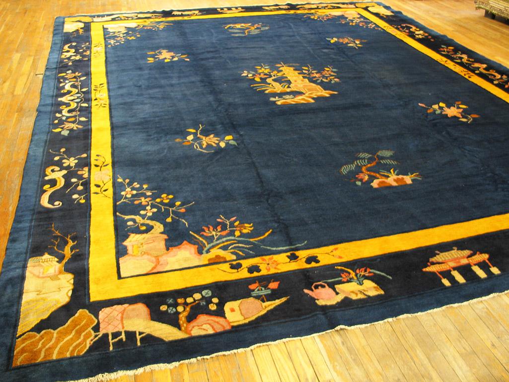 Wool Early 20th Century Chinese Peking Carpet ( 12'3