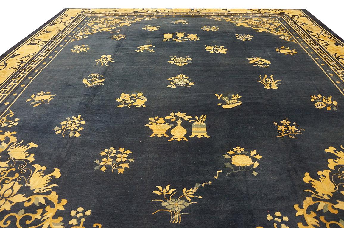 Hand-Knotted Antique Chinese Peking Rug 13' 9'' x15' 3'' For Sale
