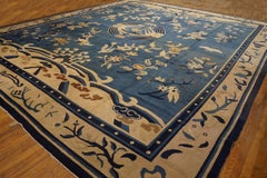 1880s Blue Crane Cloud Band Antique Chinese Peking Rug 15'6"x18'3" Wool Carpet