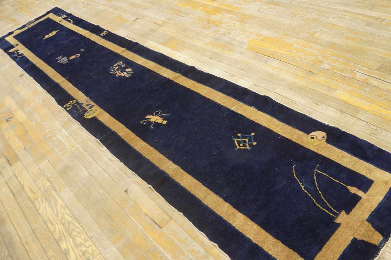 Laine Tapis chinois de Pékin du début du 20e siècle ( 2' 4'' x 11' 7