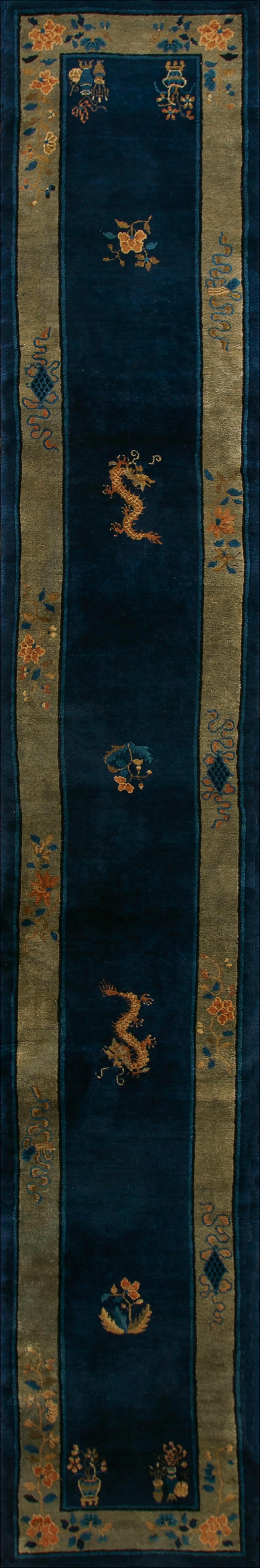 Antique Chinese Peking rug, size:2' 4'' x 14' 4''.