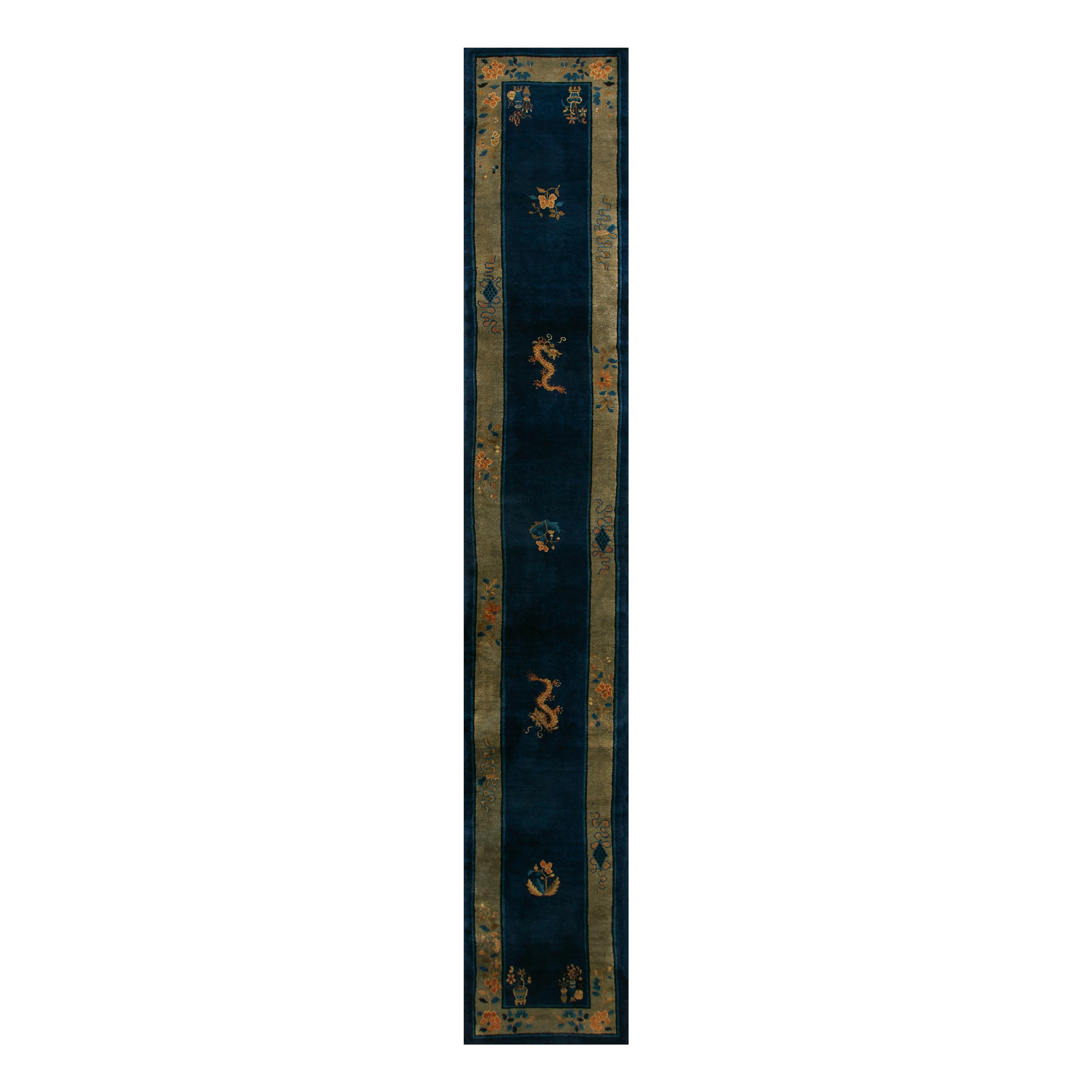 Tapis chinois ancien de Pékin d'antiquités - 2' 4'' x 14' 4''