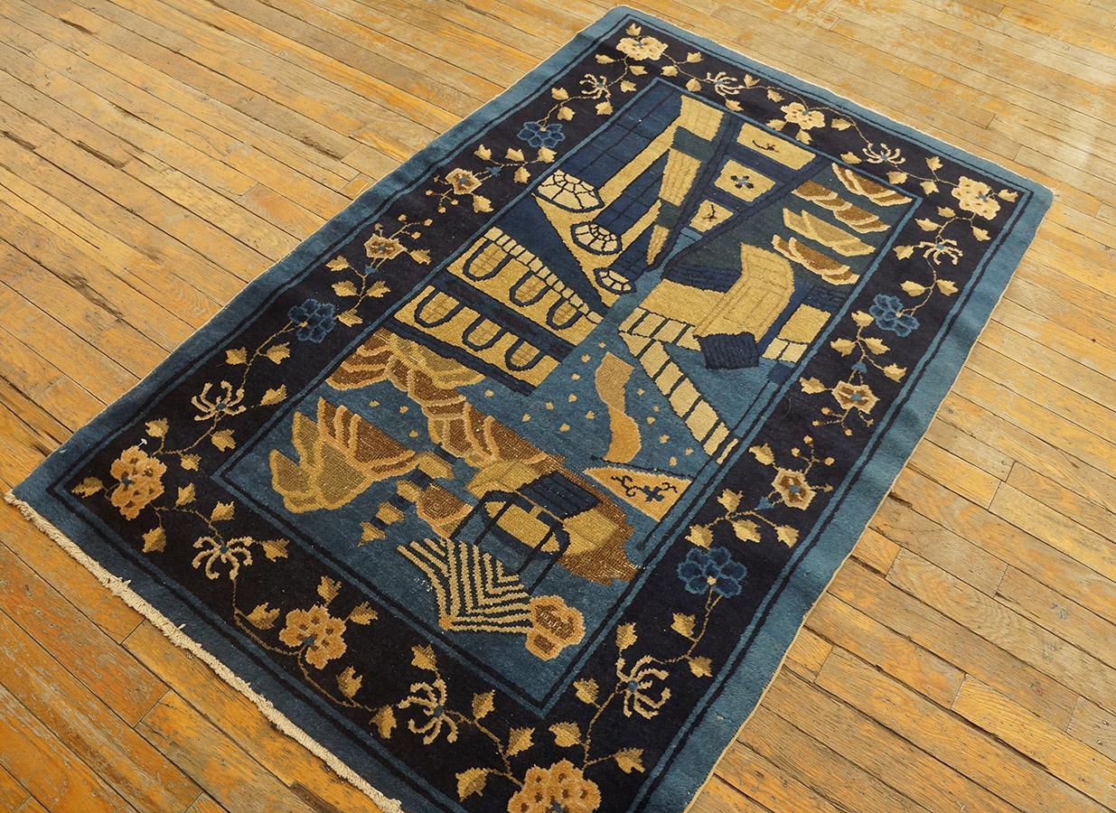 Hand-Knotted Early 20th Century Chinese Peking Rug ( 3' x 4'9'' - 92 x 145 ) For Sale