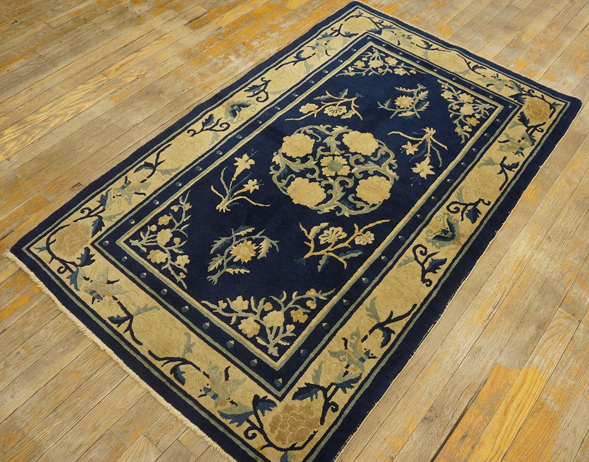 Wool Antique Chinese Peking Rug 3' 0''x 4' 10'' For Sale