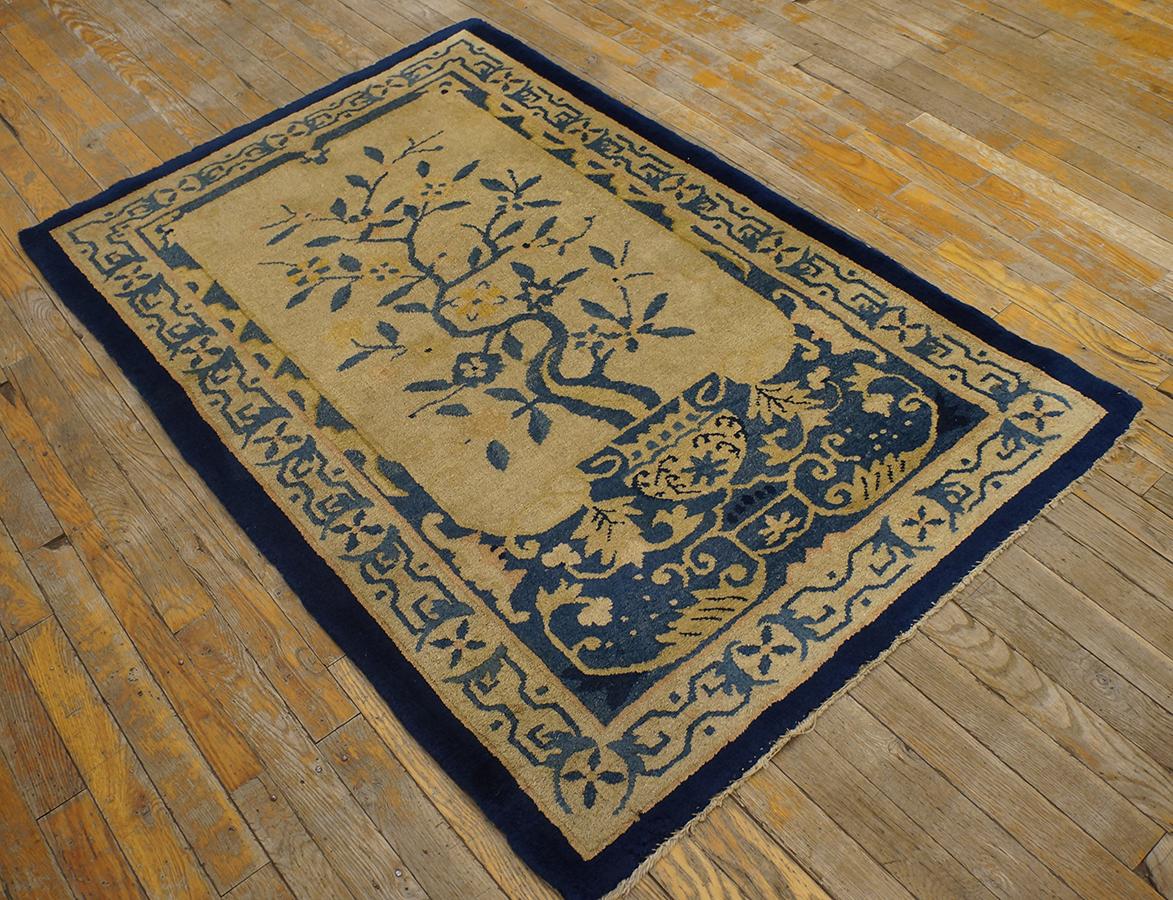 Antique Chinese peking rug, size: 3' 2'' x 4' 10''.