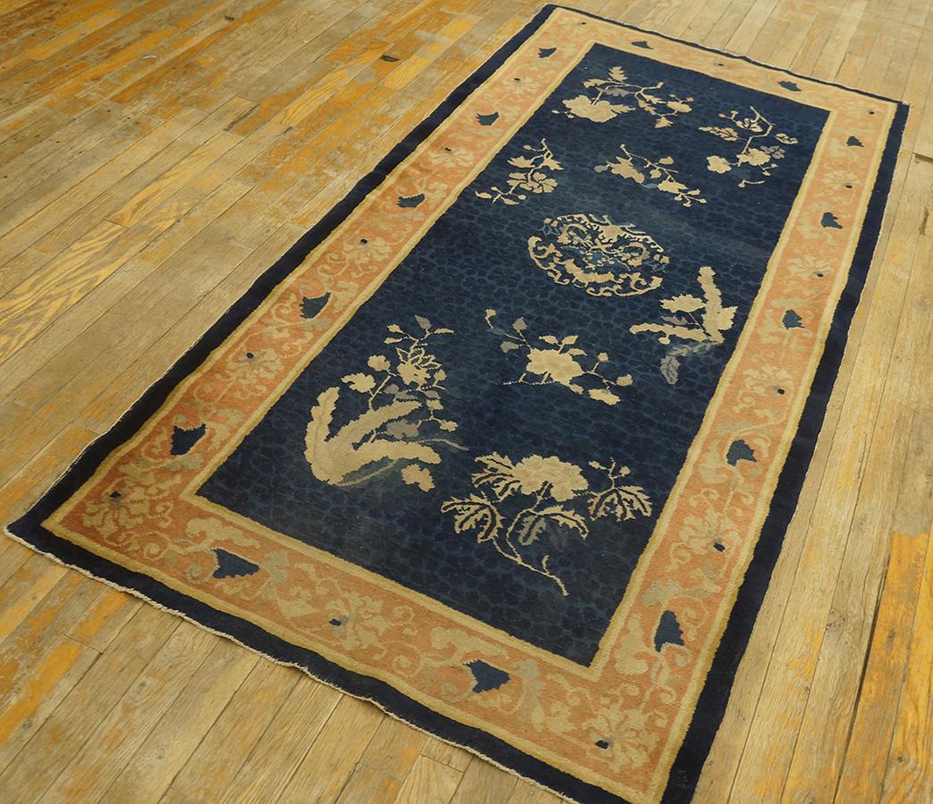 Antique Chinese Peking Rug 3' 2'' x 6' 2'' In Good Condition For Sale In New York, NY