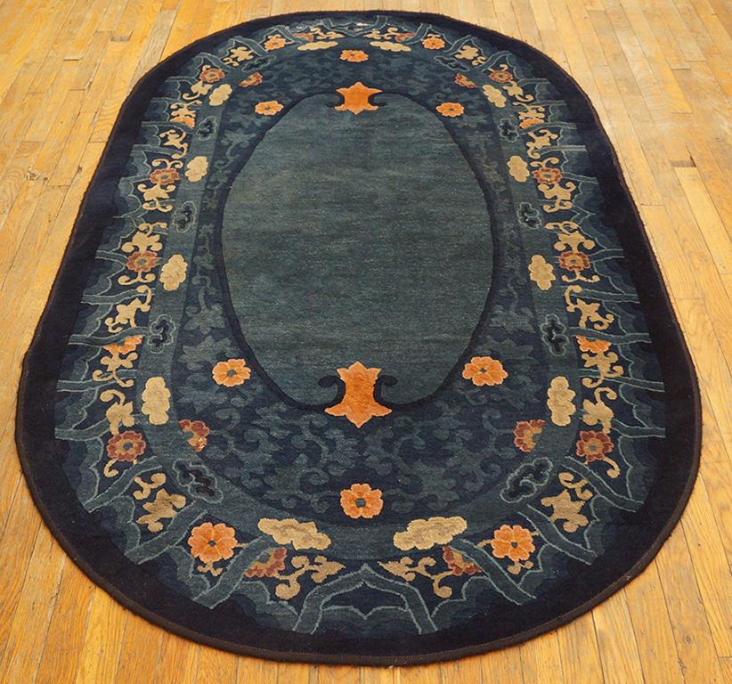 Hand-Knotted Early 20th Century Oval Chinese Peking Carpet ( 4' x 6'8