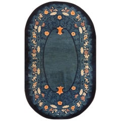 Antique Early 20th Century Oval Chinese Peking Carpet ( 4' x 6'8" - 122 x 203 )