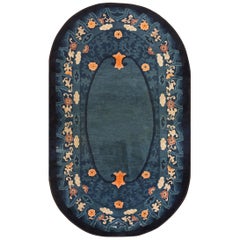 Alfombra china ovalada de Pekín de principios del siglo XX ( 4' x 6'8" - 122 x 203 )