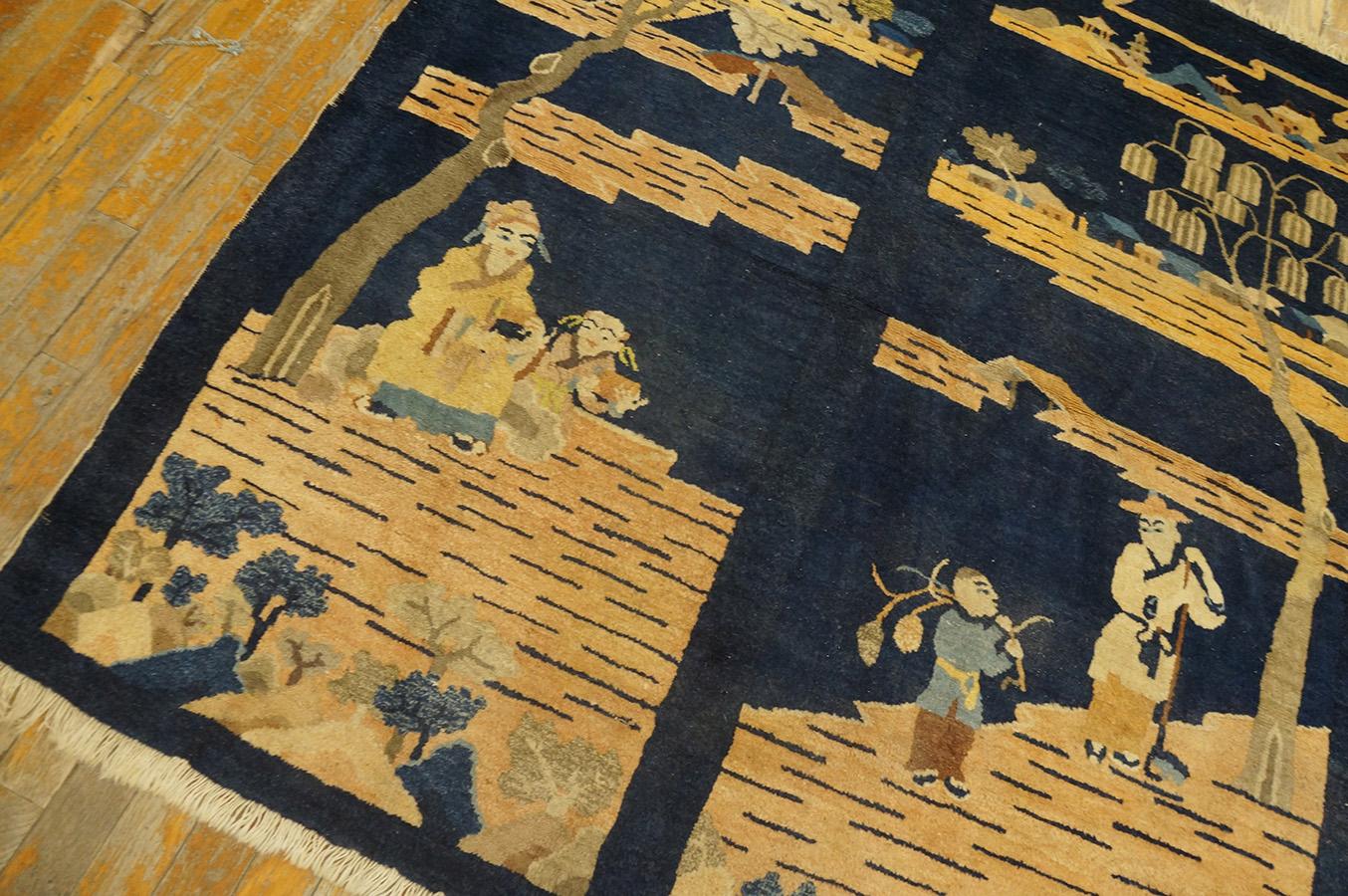 Wool Antique Chinese Peking Rug 4' 10'' x 8' 6'' For Sale