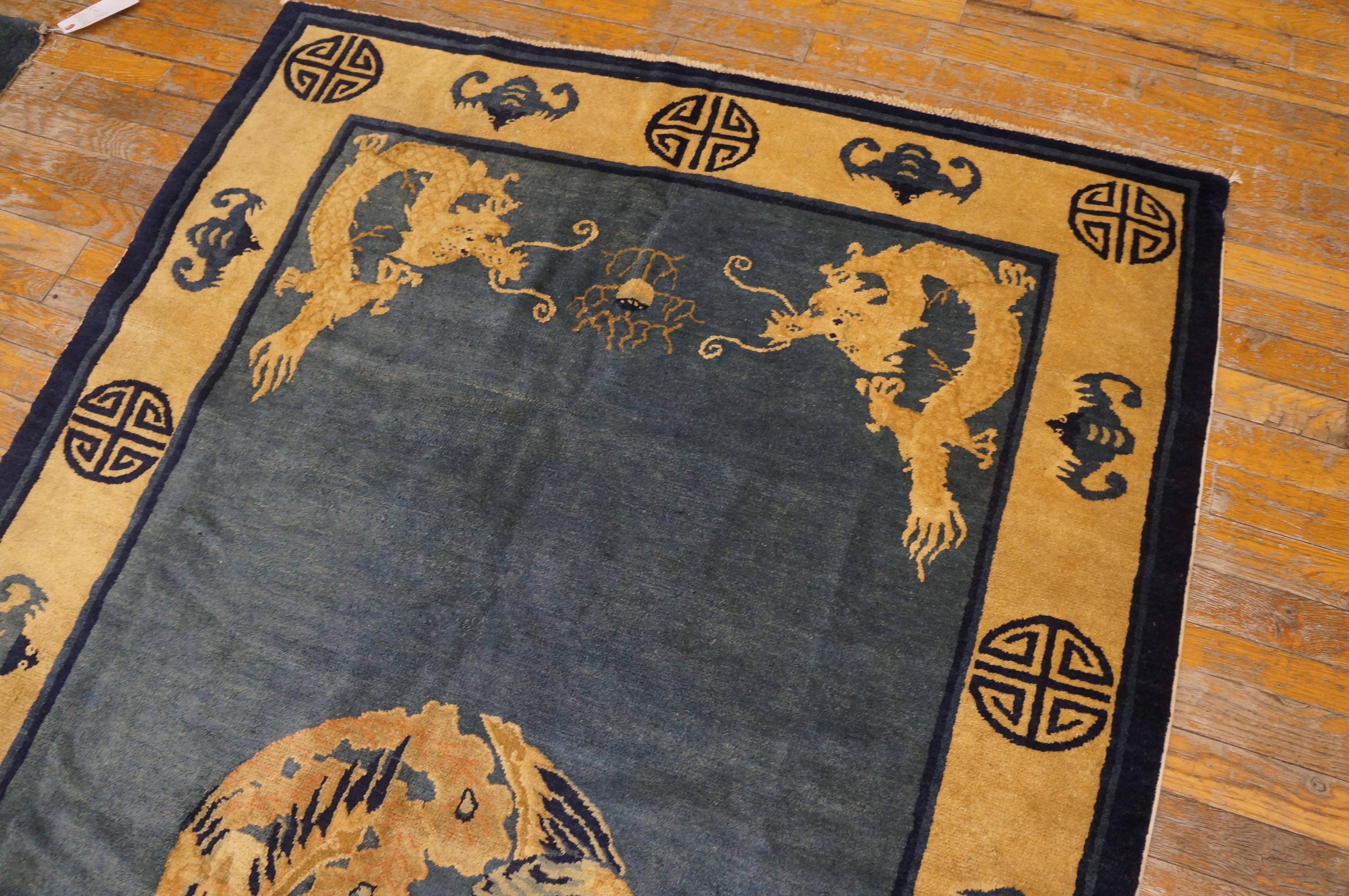 Late 19th Century Chinese Peking Dragon Carpet ( 4'2