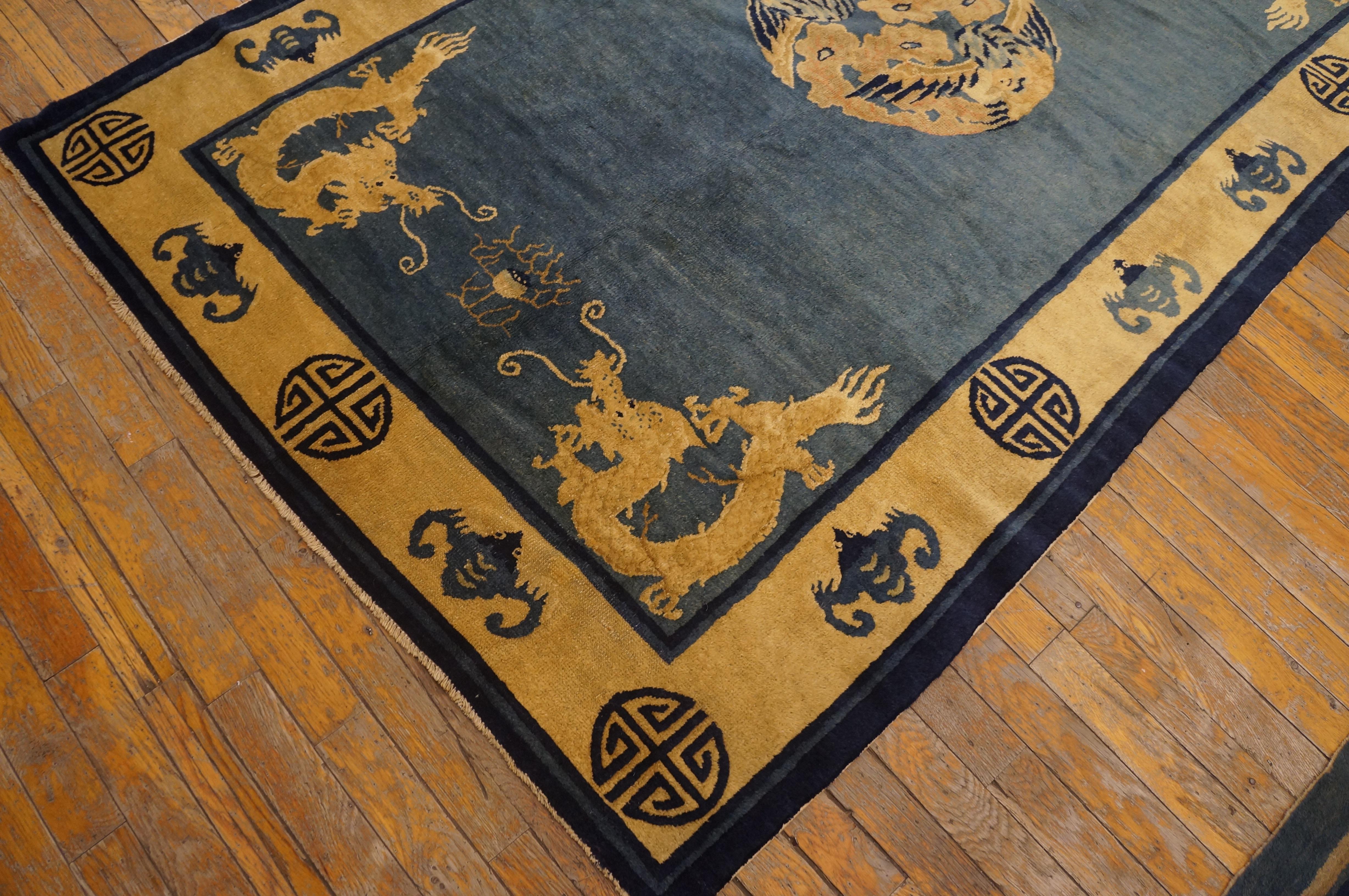 Late 19th Century Chinese Peking Dragon Carpet ( 4'2