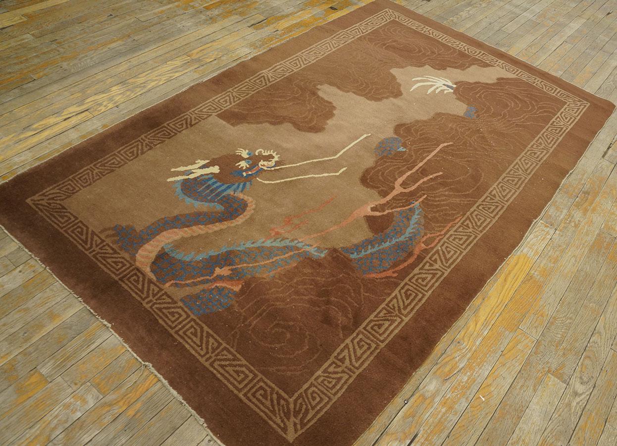 Hand-Knotted Early 20th Century Chinese Peking Dragon Carpet ( 4' 3'' x 6' 9'' - 130 x 205 ) For Sale