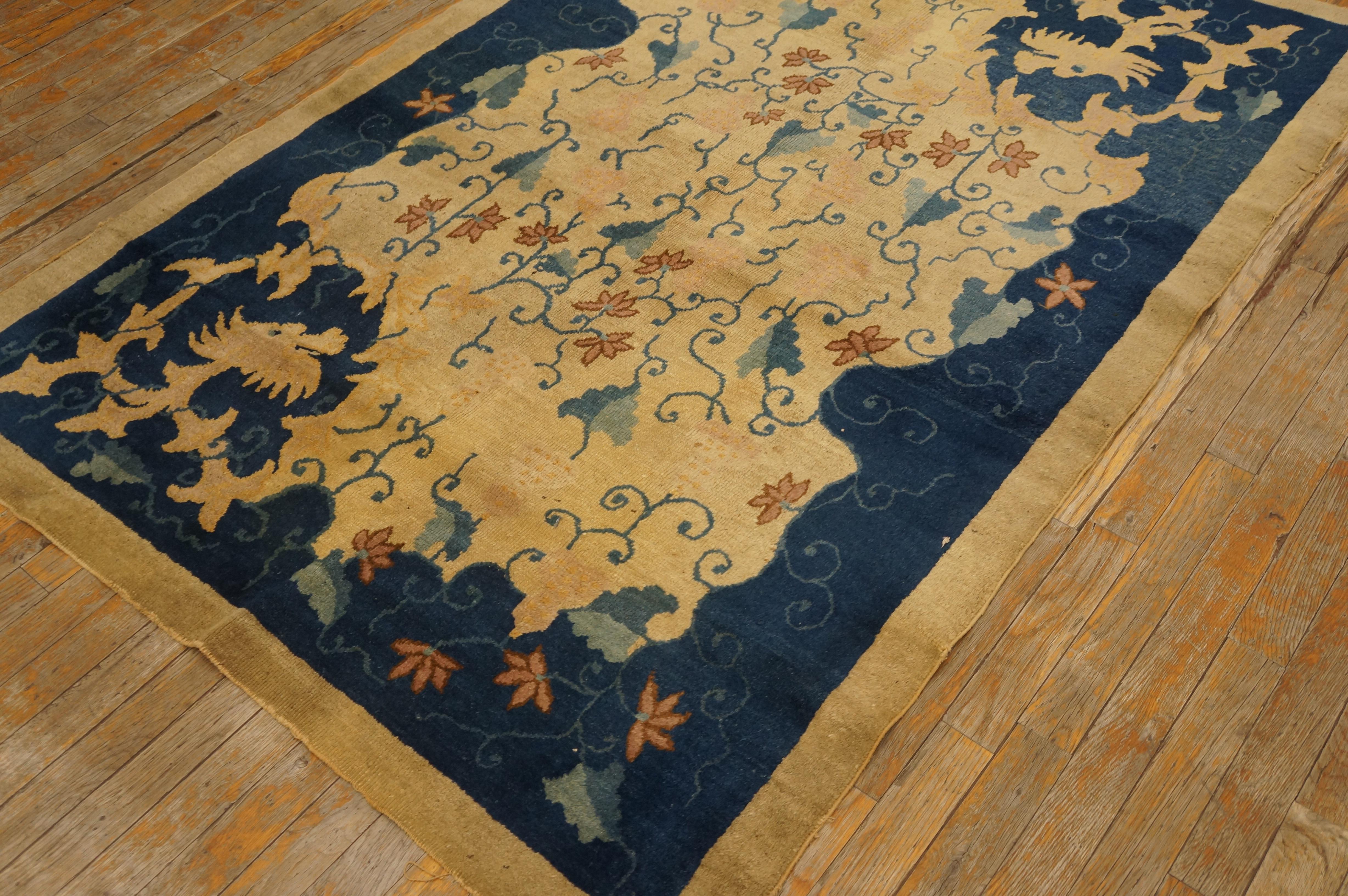 Wool Early 20th Century Chinese Peking Rug ( 4' x 5'10