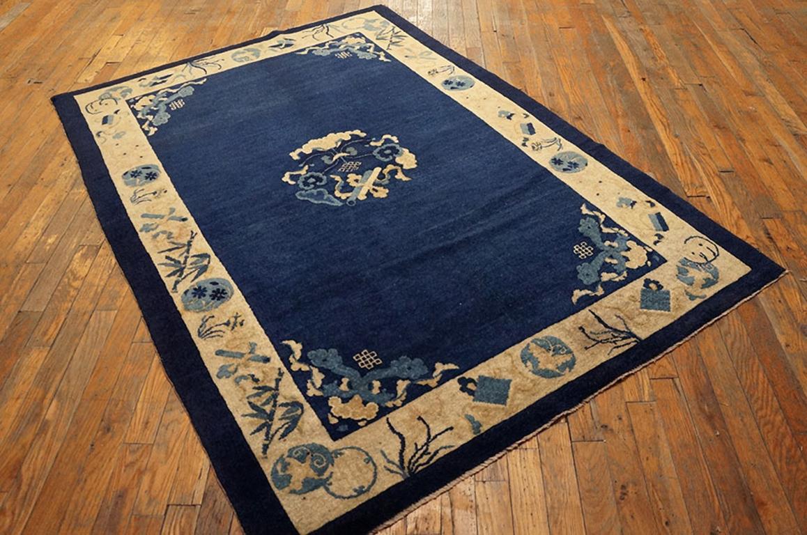 Wool Early 20th Century Chinese Peking Carpet ( 4'2