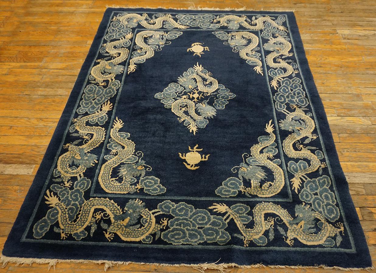 Hand-Knotted Early 20th Century Chinese Peking Dragon Carpet ( 4'8