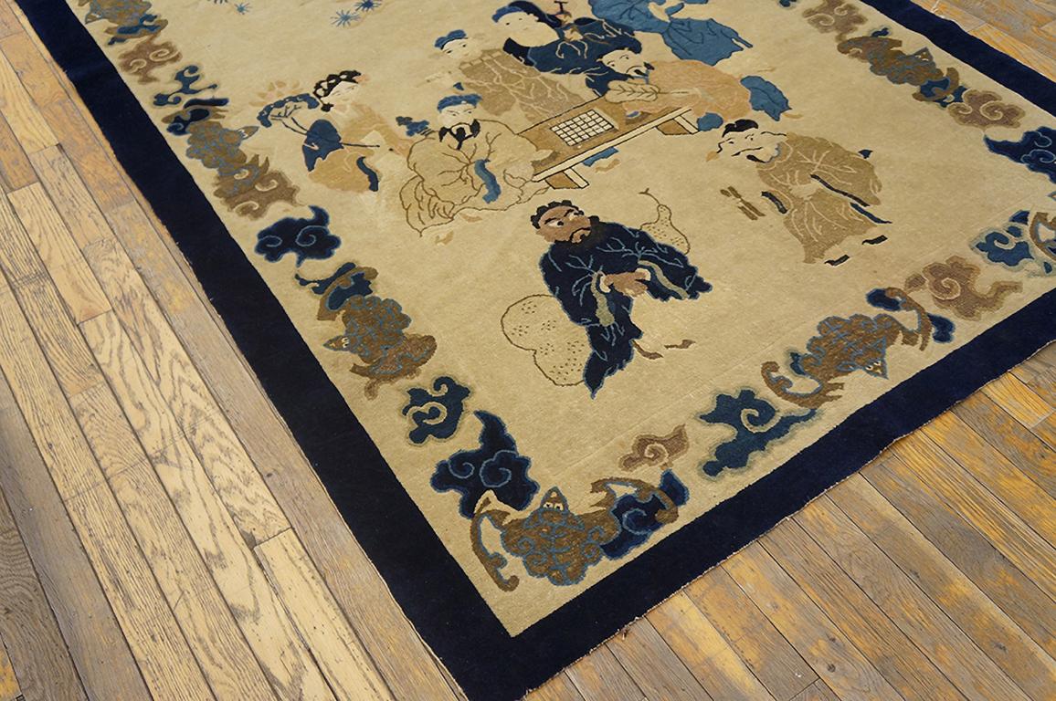 Hand-Knotted Early 20th Century Chinese Peking Carpet with Eight Immortals Playing Weiqi 