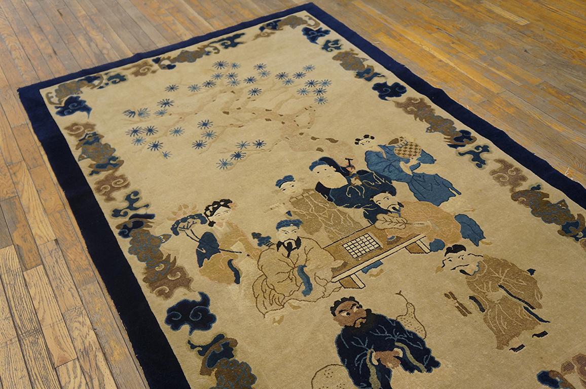 Early 20th Century Chinese Peking Carpet with Eight Immortals Playing Weiqi 
