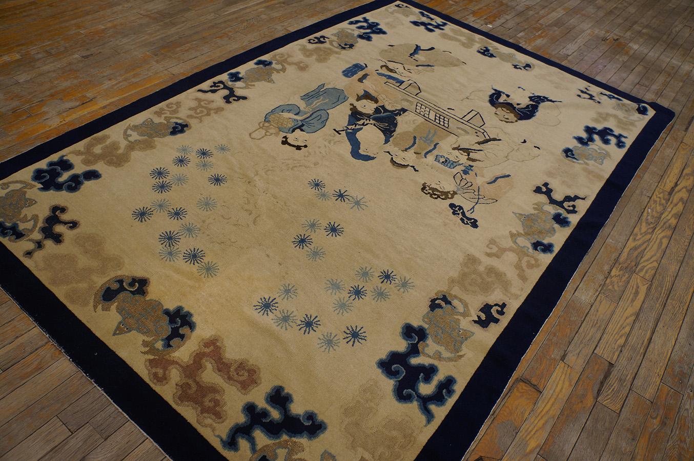 Early 20th Century Chinese Peking Carpet with Eight Immortals Playing Weiqi 