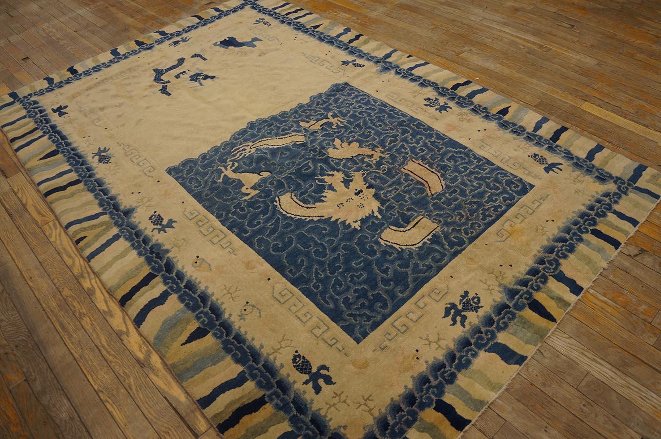 Wool Late 19th Century Chinese Peking Dragon Carpet ( 5' x 7'8