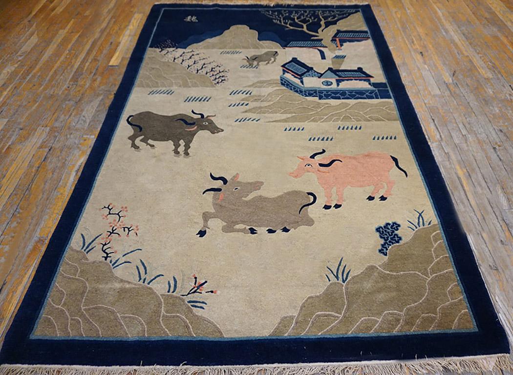 Early 20th Century Chinese Peking Scenic Carpet ( 5' x 7'10