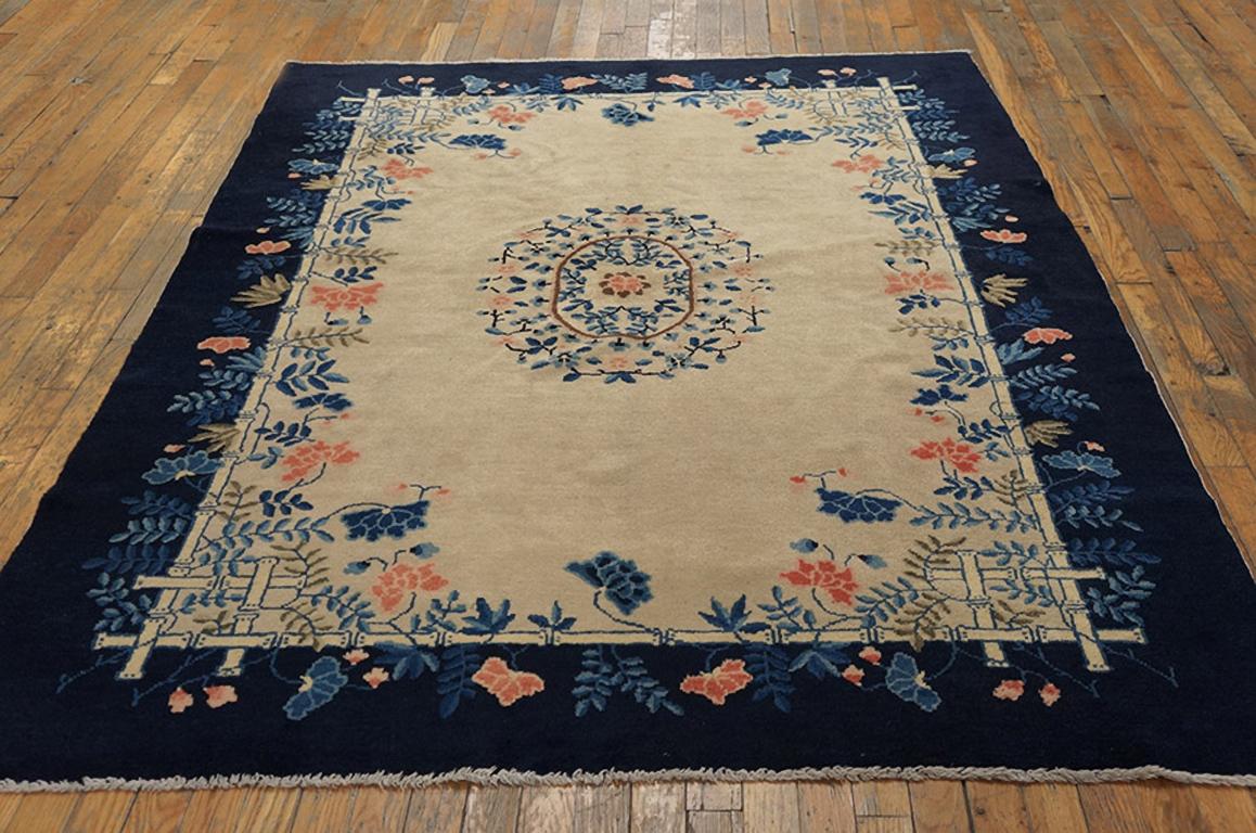 Hand-Knotted 1920s Chinese Peking Carpet ( 5'2