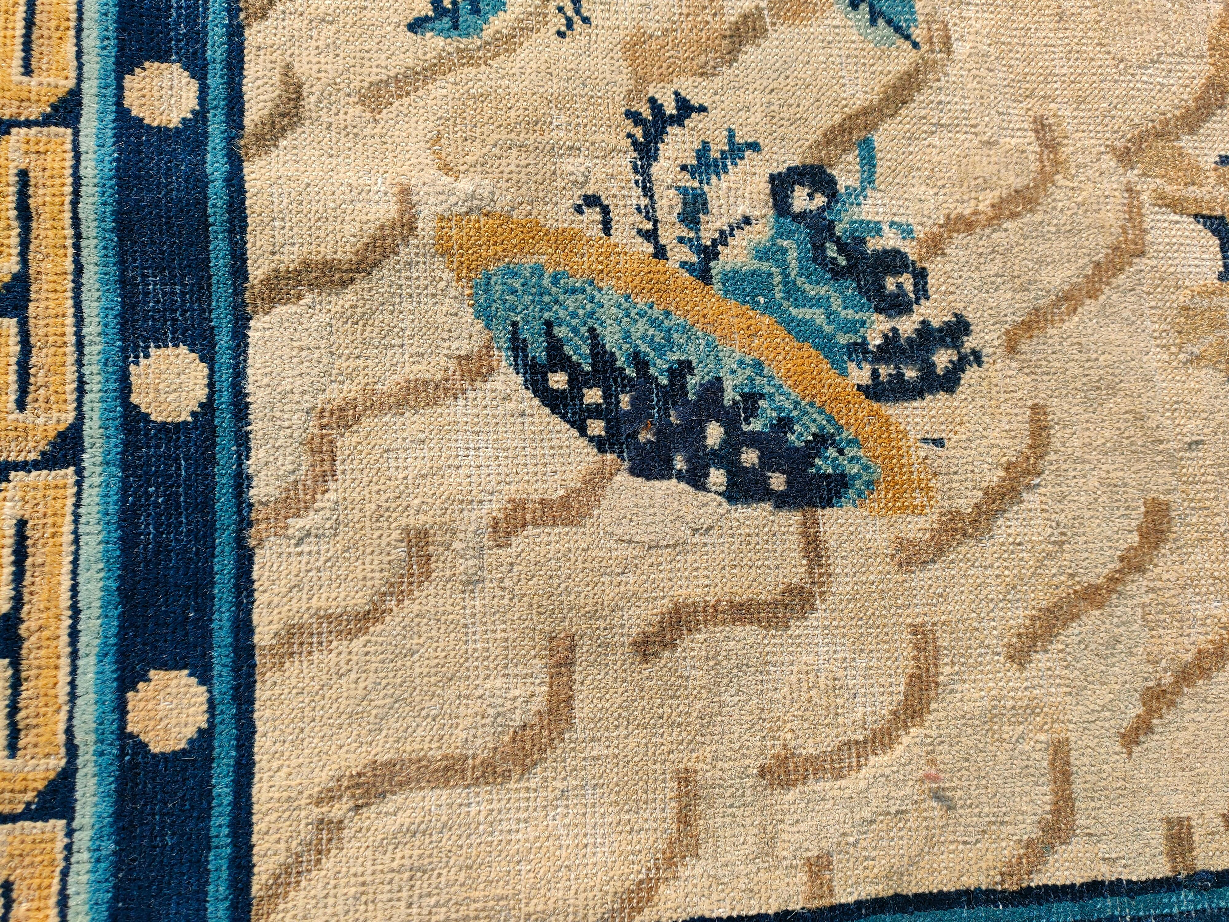 Late 19th Century 19th Century Chinese Peking Dragon Carpet ( 6' x 8'8