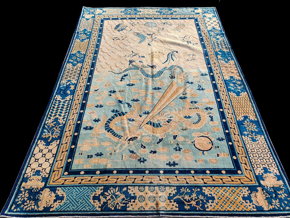 Wool 19th Century Chinese Peking Dragon Carpet ( 6' x 8'8