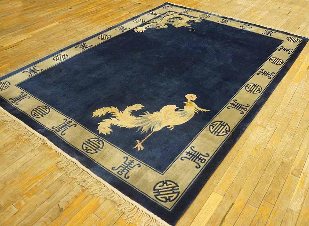 Vintage 1980s Chinese Silk Dragon & Phoenix Carpet ( 6' x 8' - 183 x 245 ) In Good Condition For Sale In New York, NY